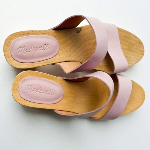 MADEWELL The Clara Clog Sandal Lavendar Leather Strap Wood Clog Sole Size 10 - Picture 5 of 13